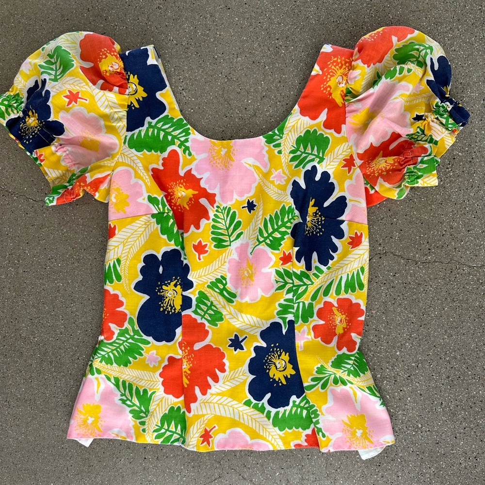 Vintage Printed Peplum Top